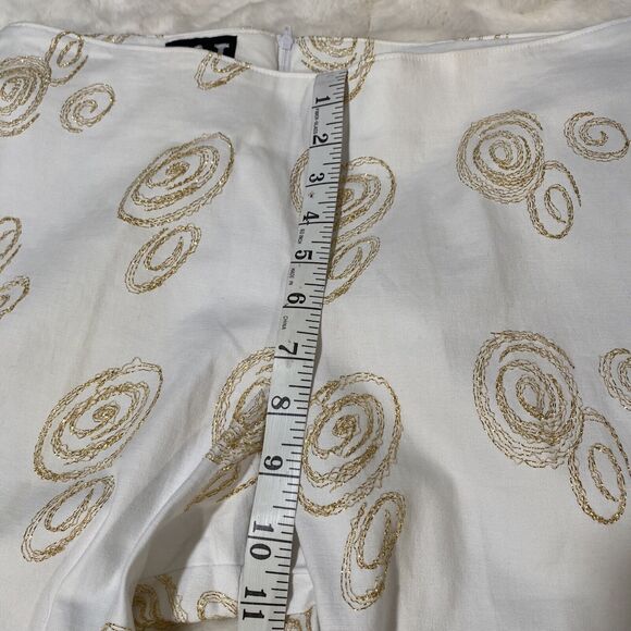 NWT B & J Women's White w Gold Embroidered Whimsical Design Pants Sz 14 - Picture 5 of 8